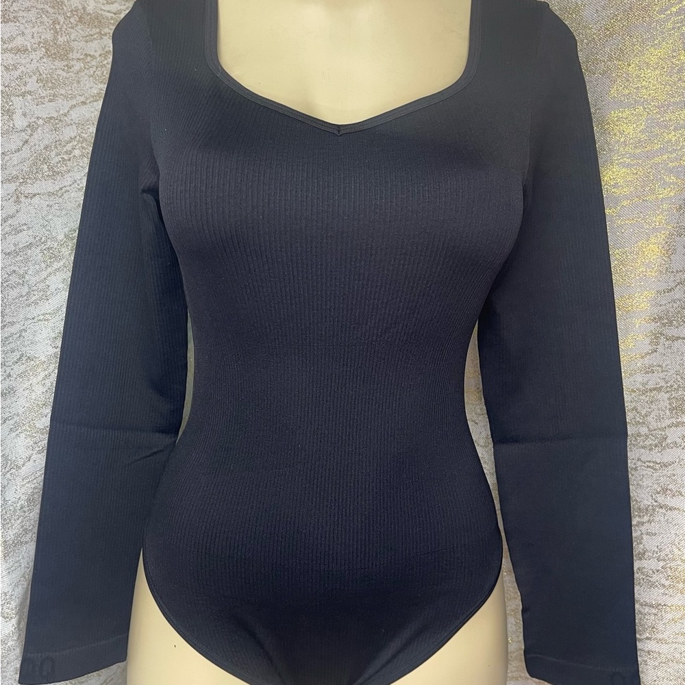 Elegant Black Long Sleeve Bodysuit